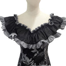 Traditional Hawaiian Holomuʻu – Elegant Flower Lei Print Mermaid Line Dress with Train | Made in Hawaii-10