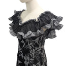 Traditional Hawaiian Holomuʻu – Elegant Flower Lei Print Mermaid Line Dress with Train | Made in Hawaii-11