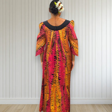 Hawaiian Leaf Orange Muumuu Dress