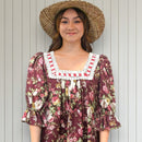 Hawaiian Muumuu Dress in Dark Red