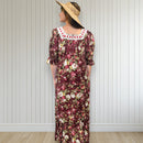 Hawaiian Muumuu Dress in Dark Red