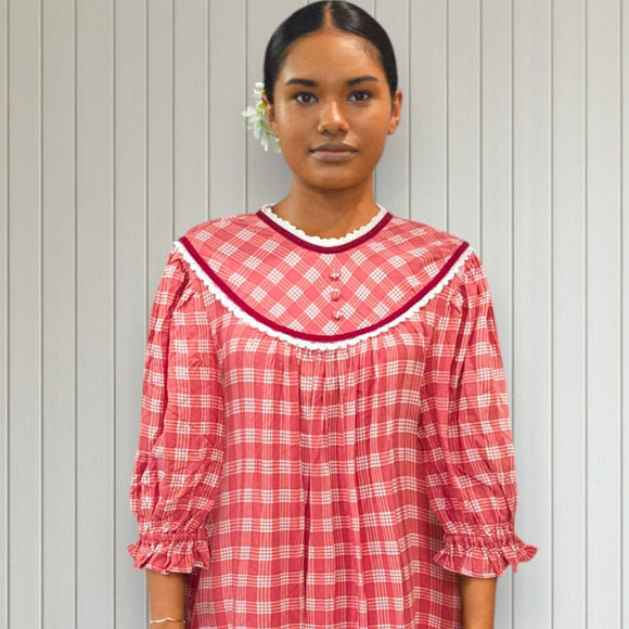 Rayon Palaka Muumuu Dress Lace