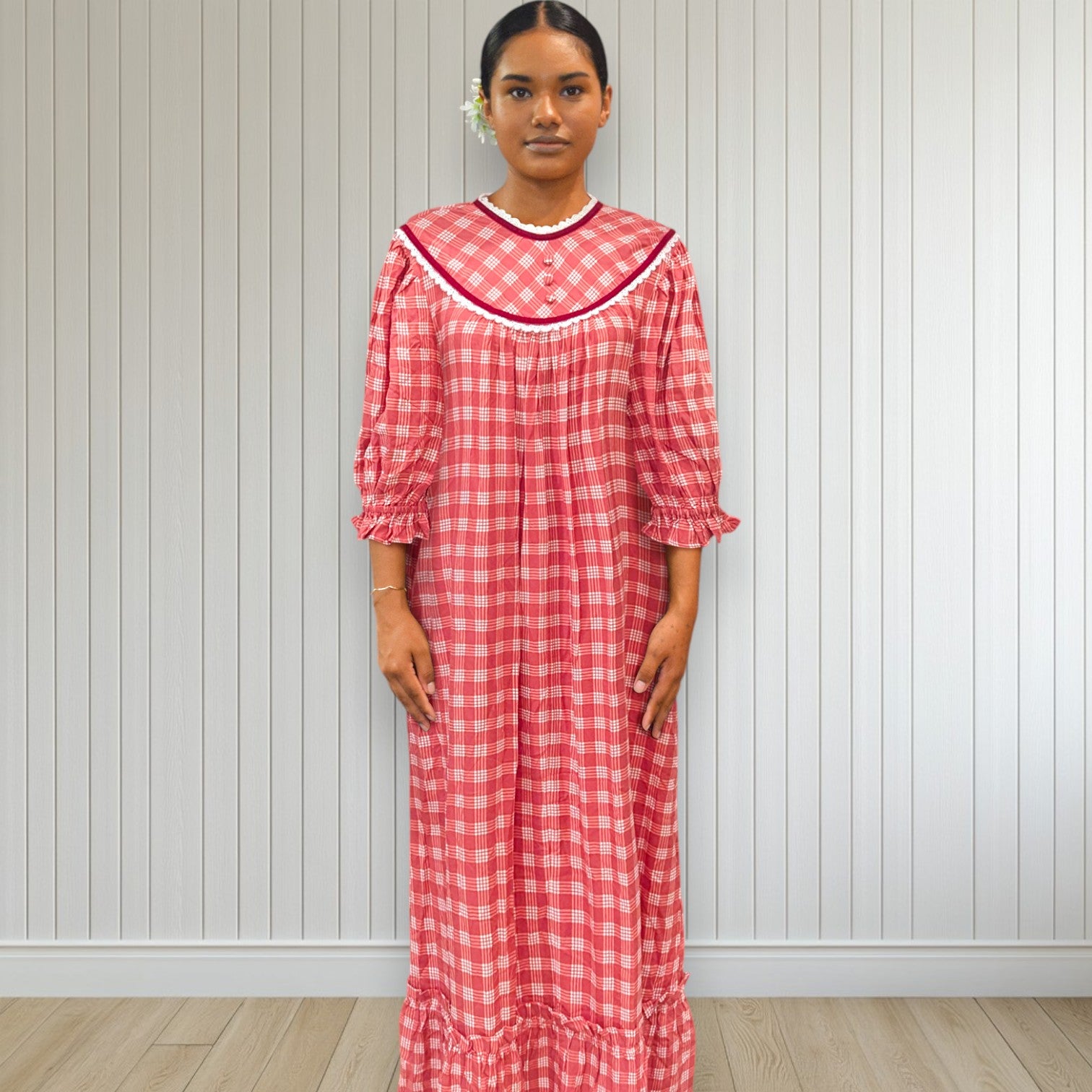 Rayon Palaka Muumuu Dress Lace