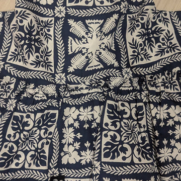Hawaiian Quilt Dog Dress – Navy Blue & Cream Traditional Patchwork Print | Made in Hawaii - 0