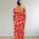 Hawaiian Red Floral Ruffle Dress