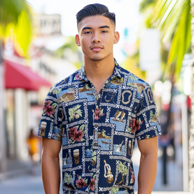 Hawaiian Scenery Reverse Side Cotton Shirt