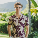 ハイビスカスとリーフィージャングルレーヨンアロハシャツ|ブラック-1