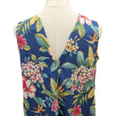 Hawaiian Tropical Flower Print 2-Way Neck A-Line Dress – Blue-5