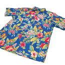 Hawaiian Tropical Flower Print Aloha Shirt – Royal Blue-3