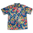 Hawaiian Tropical Flower Print Aloha Shirt – Royal Blue-2