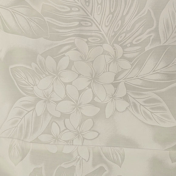 Hawaiian White Muumuu Dress with Plumeria Print – Half Sleeve Ruffle Style