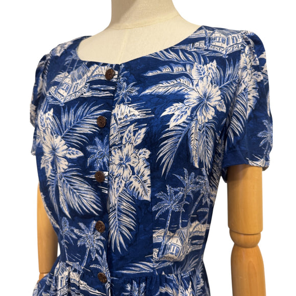 Vintage-Inspired Tropical Jumpsuit for Women – Lightweight Rayon Resort Wear with Pockets