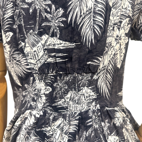 Vintage-Inspired Tropical Jumpsuit for Women – Lightweight Rayon Resort Wear with Pockets