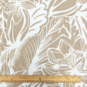 Beige Floral Print Rayon Fabric - 0