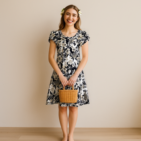 Hibiscus Black Muumuu Dress