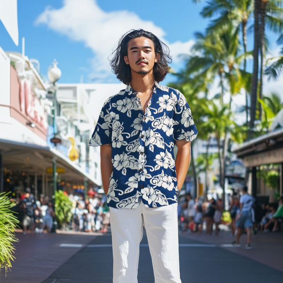 Hibiscus 2 Tone Hawaiian Shirt
