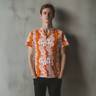 Hibiscus Luau Aloha Shirt  Orange