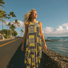 Hibiscus Quilt Halter Dress