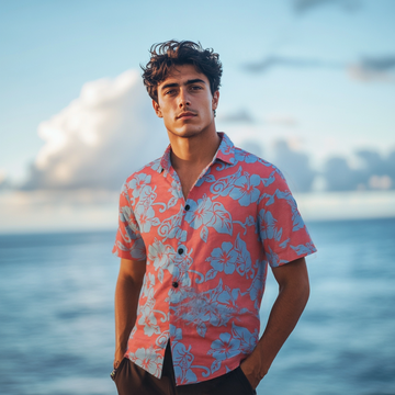 Hibiscus Print Red Hawaiian Shirt