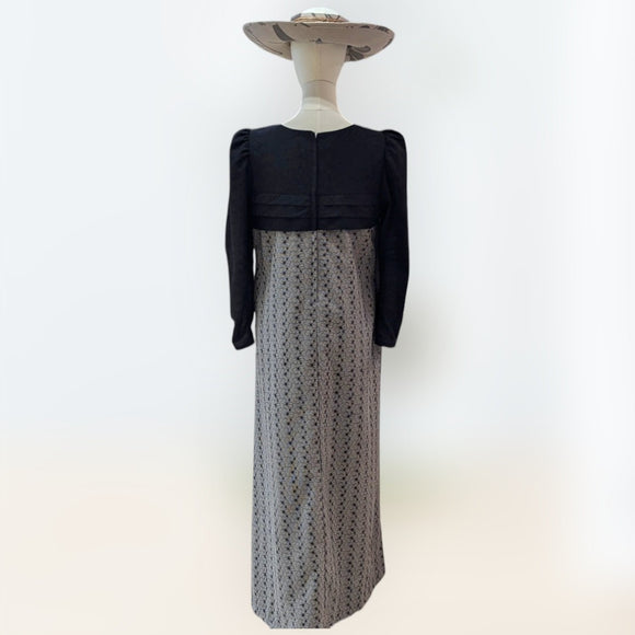 Hibiscus Whisper Long Sleeve Dress – Black & Gray Eyelet