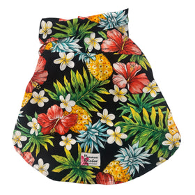 Dog shirt with Pineapple, Hibiscus and Plumeria print