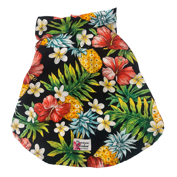 Dog shirt with Pineapple, Hibiscus and Plumeria print