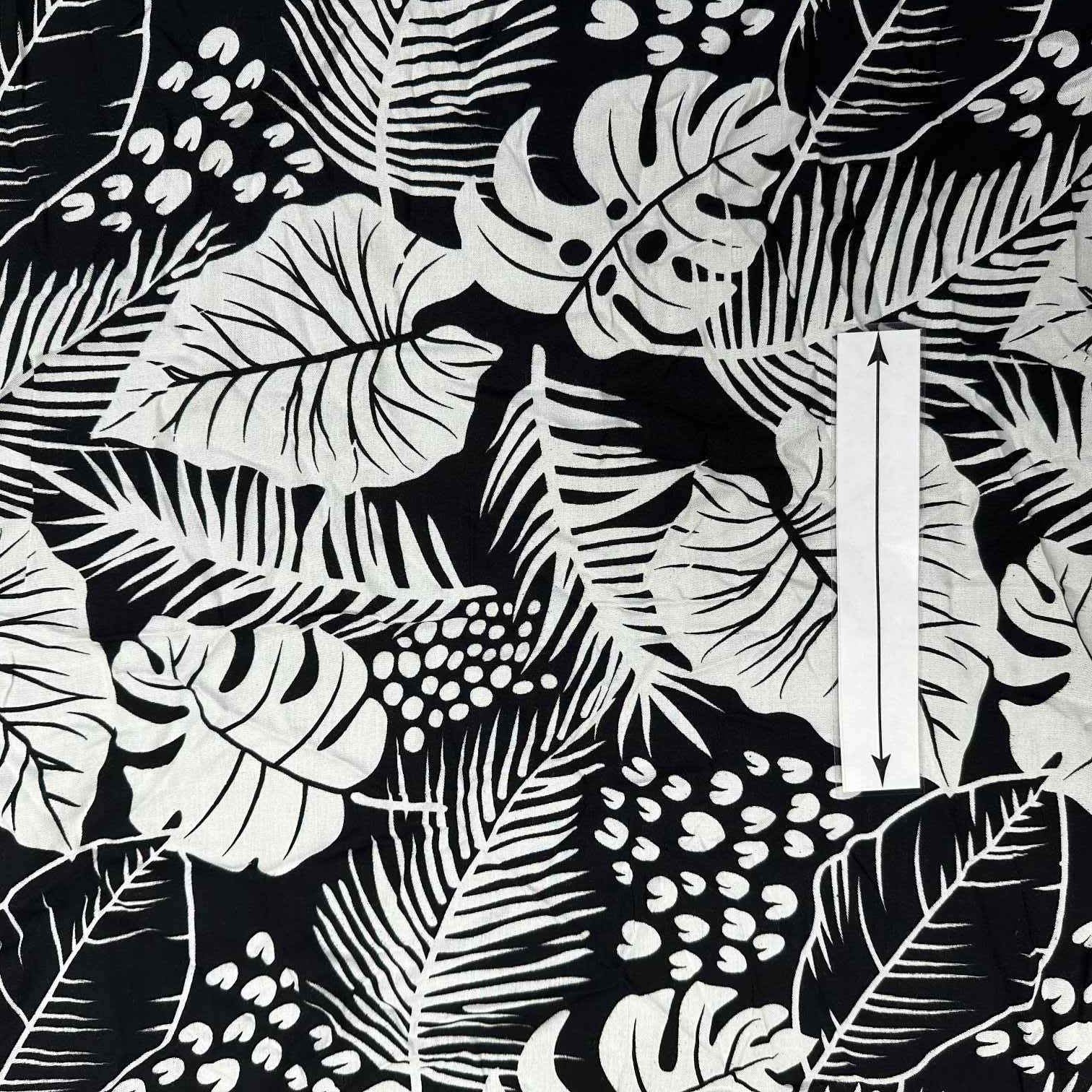 Monstera and Palm Leaf Black Rayon Fabric