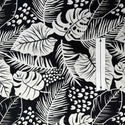 Monstera and Palm Leaf Black Rayon Fabric