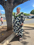 MikaLynn Rayon 3/4 Sleeve Muumuu With Velvet Yoke and A-Line Flare at Skirt-13