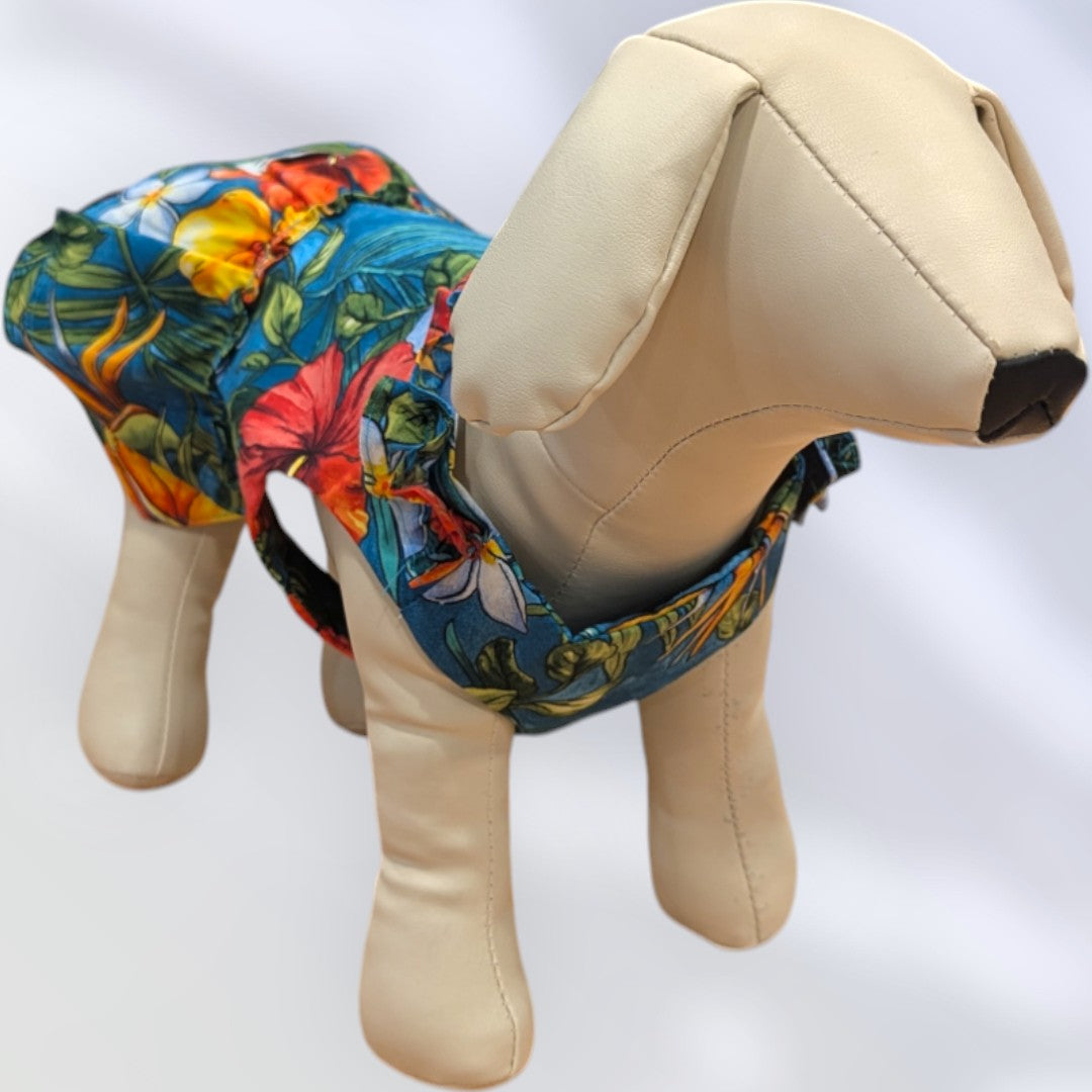 Indigo Tropical Flower Dog Dress