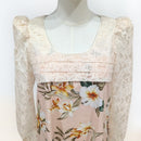 Island Bloom Hawaiian Dress – Beige Lace & Soft Floral Print Design  I 2034-4