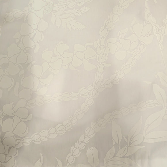 Island Lei Elegance Dress – White Ruffle Neckline & Flower Lei Print