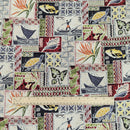 Island Life Patchwork Hawaiian Fabric – Turtle & Canoe Print Cotton-2
