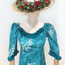 Island Royalty Ruffle Dress Teal Hibiscus