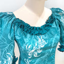 Island Royalty Ruffle Dress Teal Hibiscus