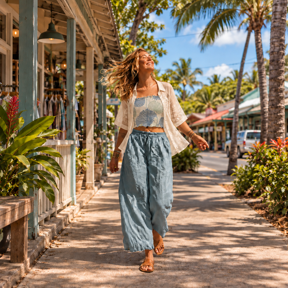 Hawaiian Stretch Bandeau Tube Top – Loulu Palm Leaf – PK Original Print
