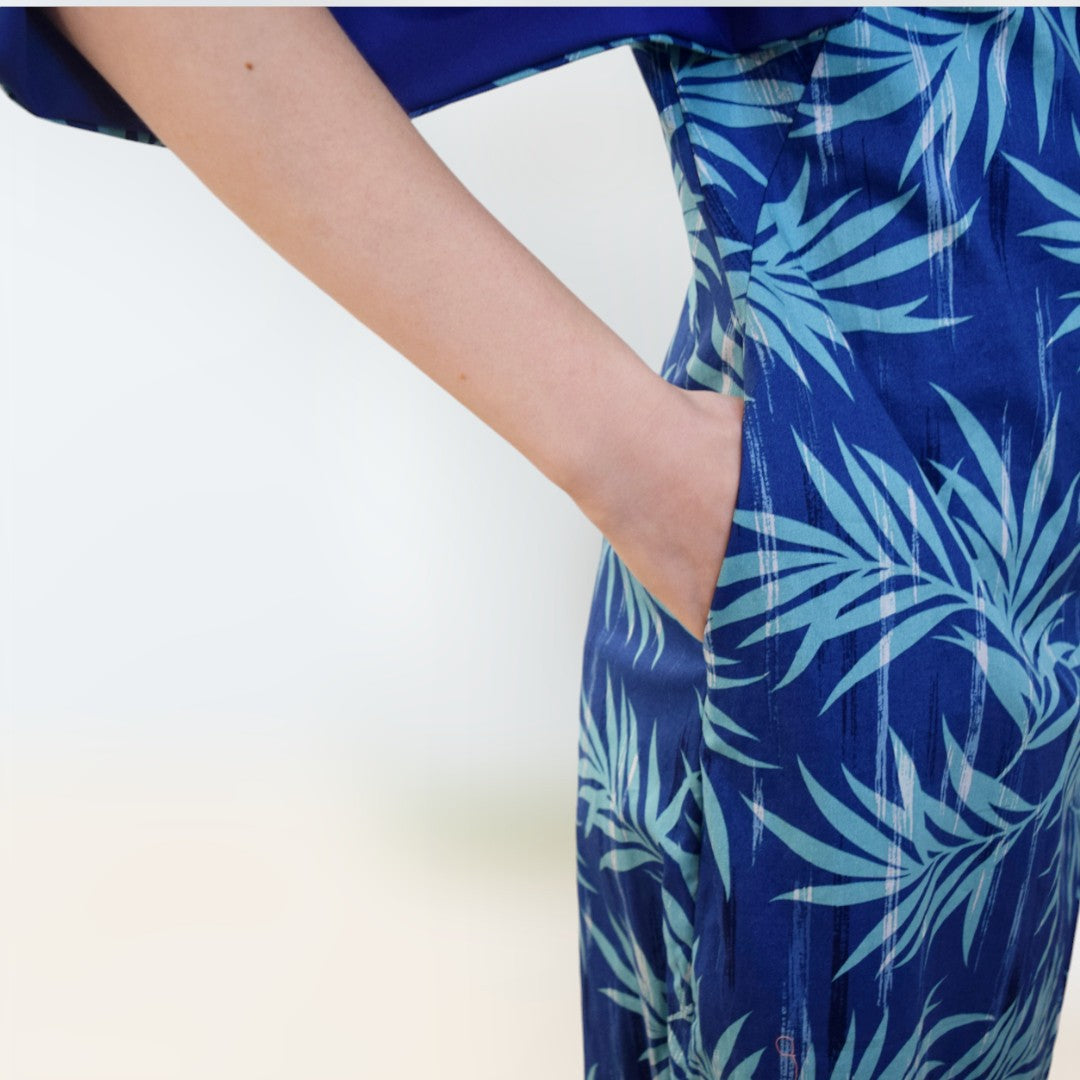 Kimono-Dress-Blue-Palm-Leaf