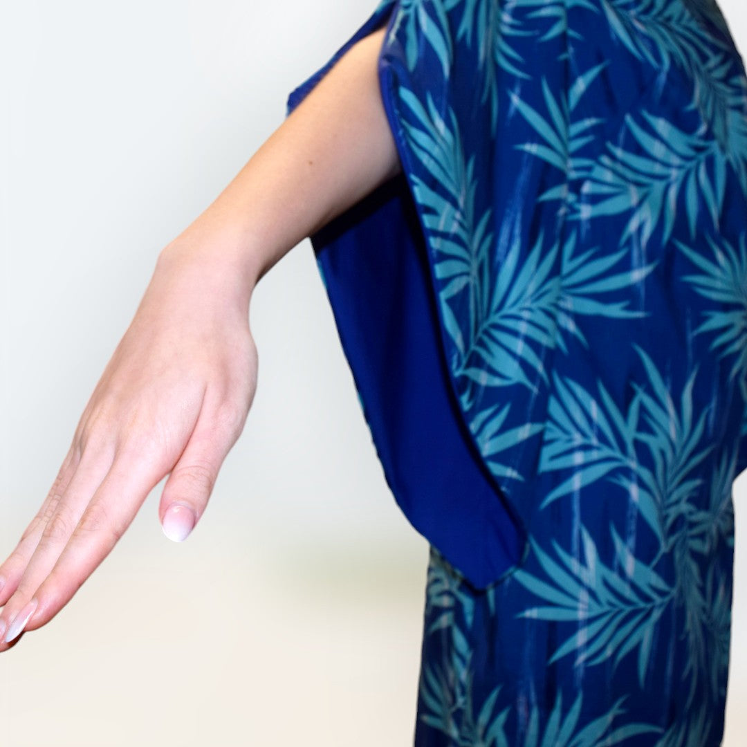 Kimono-Dress-Blue-Palm-Leaf