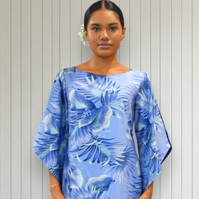 Kimono Sleeve Hawaiian Dress Blue