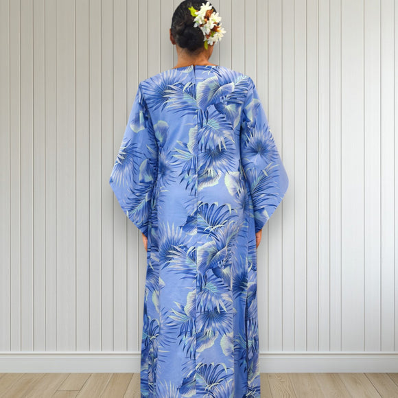 Kimono Sleeve Hawaiian Dress Blue