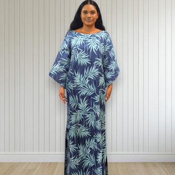 Kimono-Dress-Blue-Palm-Leaf