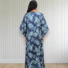 Kimono-Dress-Blue-Palm-Leaf