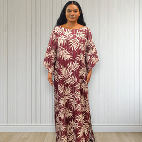 Kimono-Dress-Maroon-Palm-Leaf
