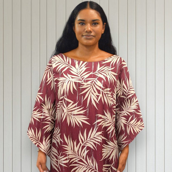 Kimono-Dress-Maroon-Palm-Leaf