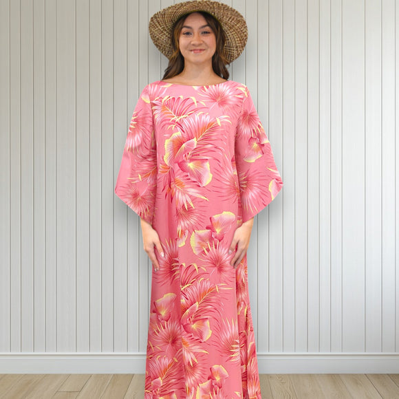 Kimono Sleeve Hawaiian Dress Peach