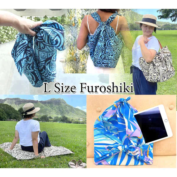 White Hawaiian Print Gift Wrapping Fabric / Furoshiki -1223FB-WH2
