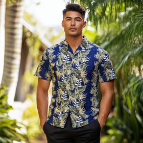 Leafy Panel Hawaiian Shirt
