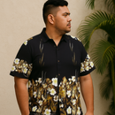 Leafy Jungle Rayon Hawaiian Shirt  Black