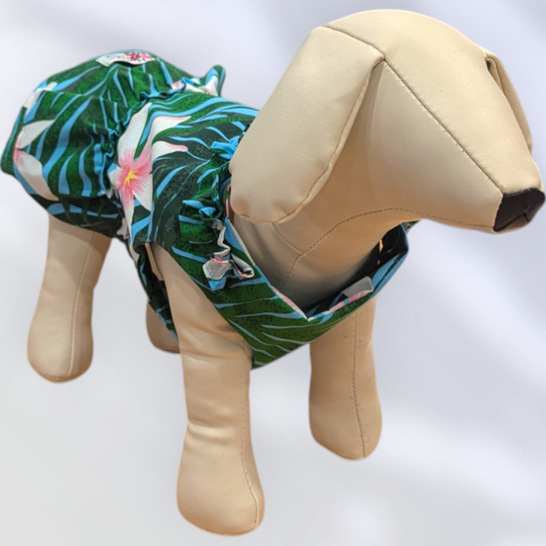 LightBlue Plumeria Hawaiian Dog Dress