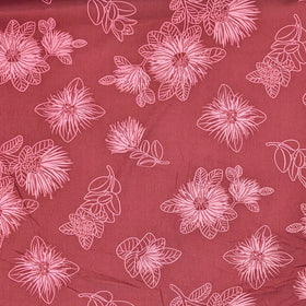 Light Maroon Hawaiian Fabric with Ohia Flower Print
